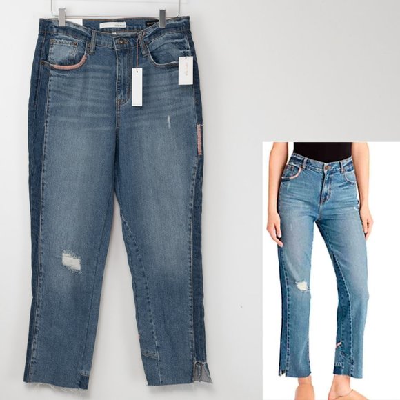 Ella Moss Jeans Straight High Waisted Cropped Vintage Inspired Denim Blue 30 New - Picture 1 of 10